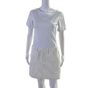 G1 All Purpose Good Womens Zipper Fly Mini Pencil Skirt White Cotton Size 8